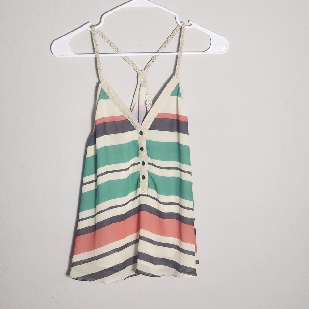 Double Zero Striped Racerback Tank Top Womens S Boho Beach Sleeveless Blouse